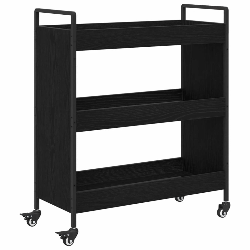 Carrello da Cucina Rovere Nero 70 x 30 x 82 cm