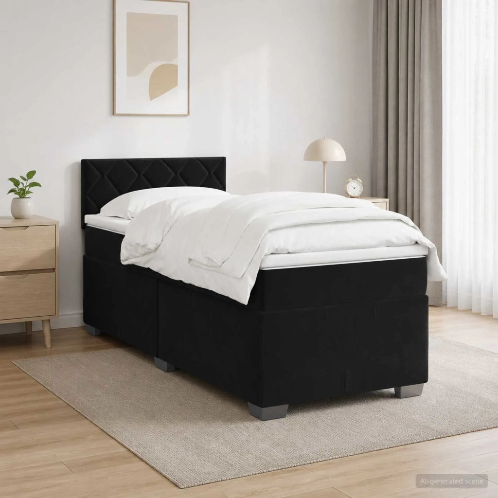 Letto con Box Spring, Materasso e LED Nero 100 x 200 cm Velluto 3452128