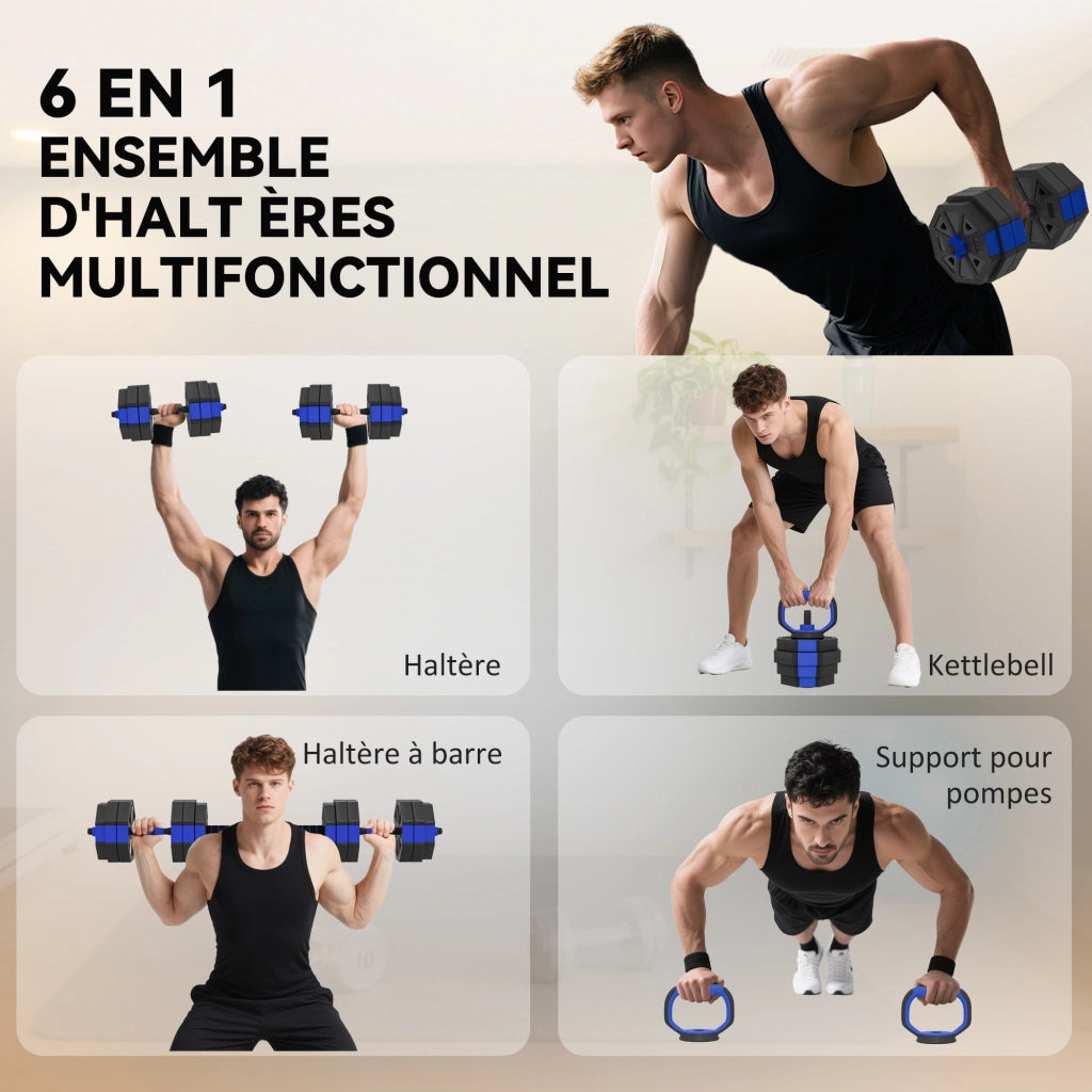 Set di Pesi 6 in 1 Regolabile 30 kg ¨C zephmum ¨C Blu