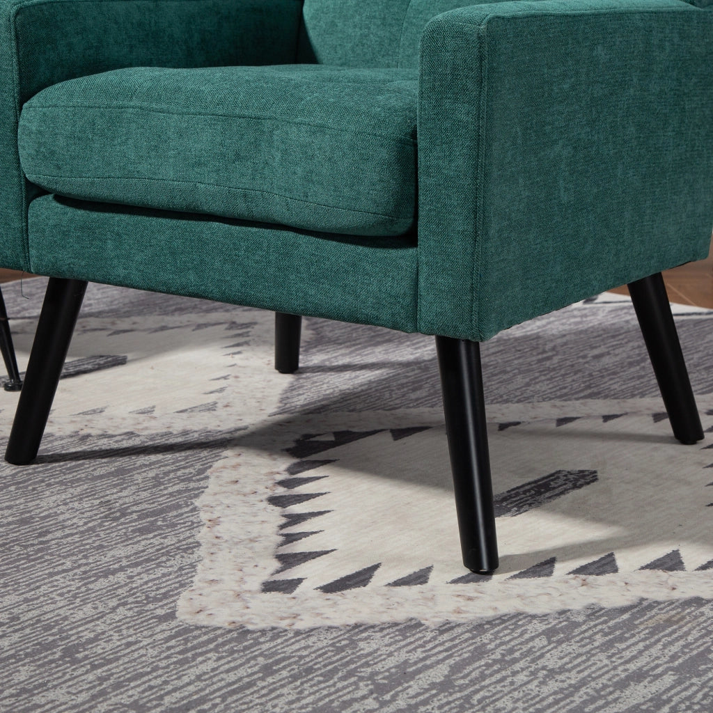POLTRONA Imbottita 68x29,5x67 cm Verde Retrò in lino e legno massello