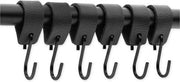 Pacco da 12 S-haken in pelle - S-haken in metallo - S-haken multifunzionali in pelle - S-haken in pelle - Haken per tenda - Per cucina, bagno, camera da letto e ufficio - Nero - 10.5cm