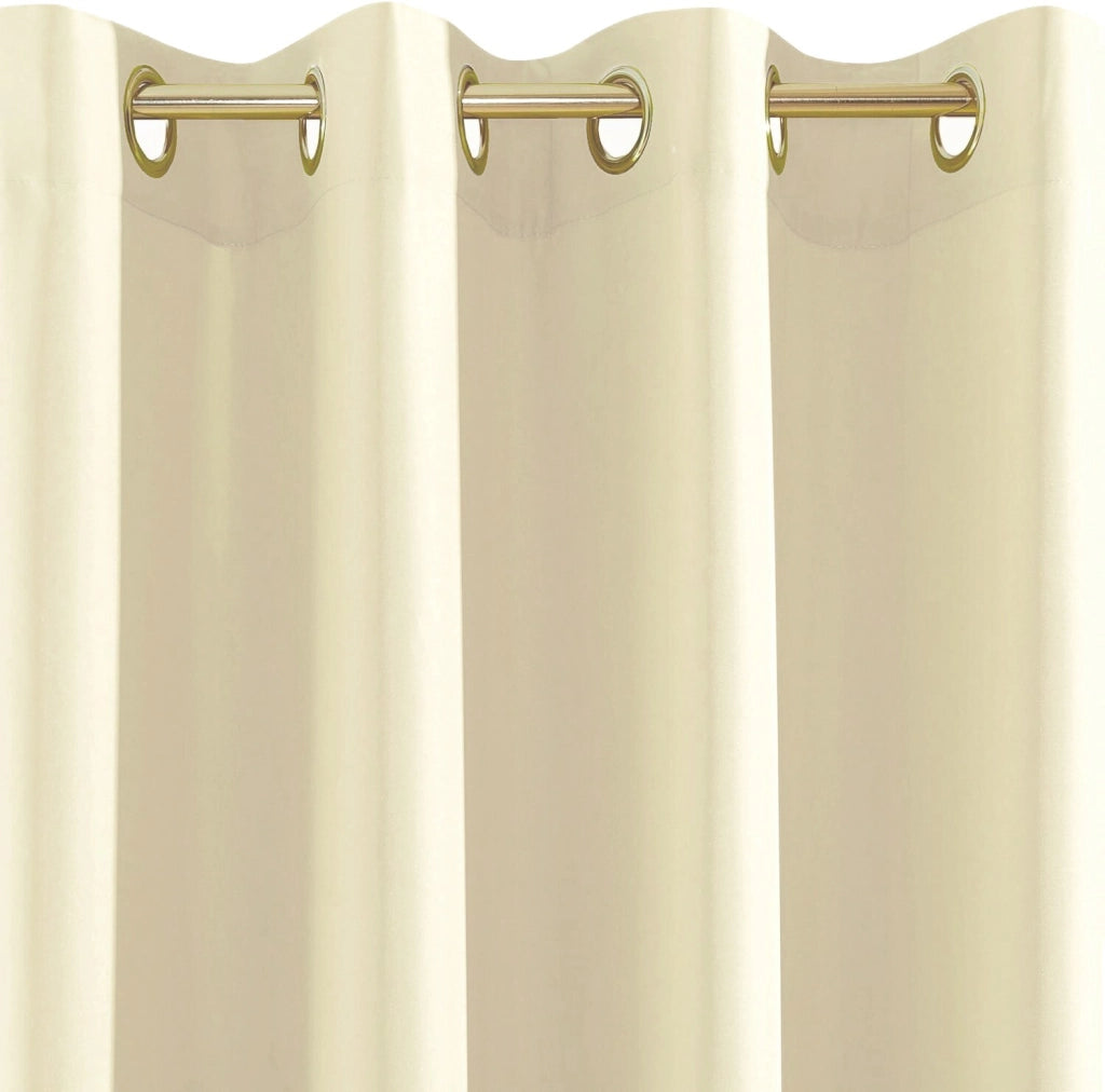Tenda Porta Finestra 140x280 Cm Raso Sintetico 1 Pannello Coprente Occhielli Acciaio Beige