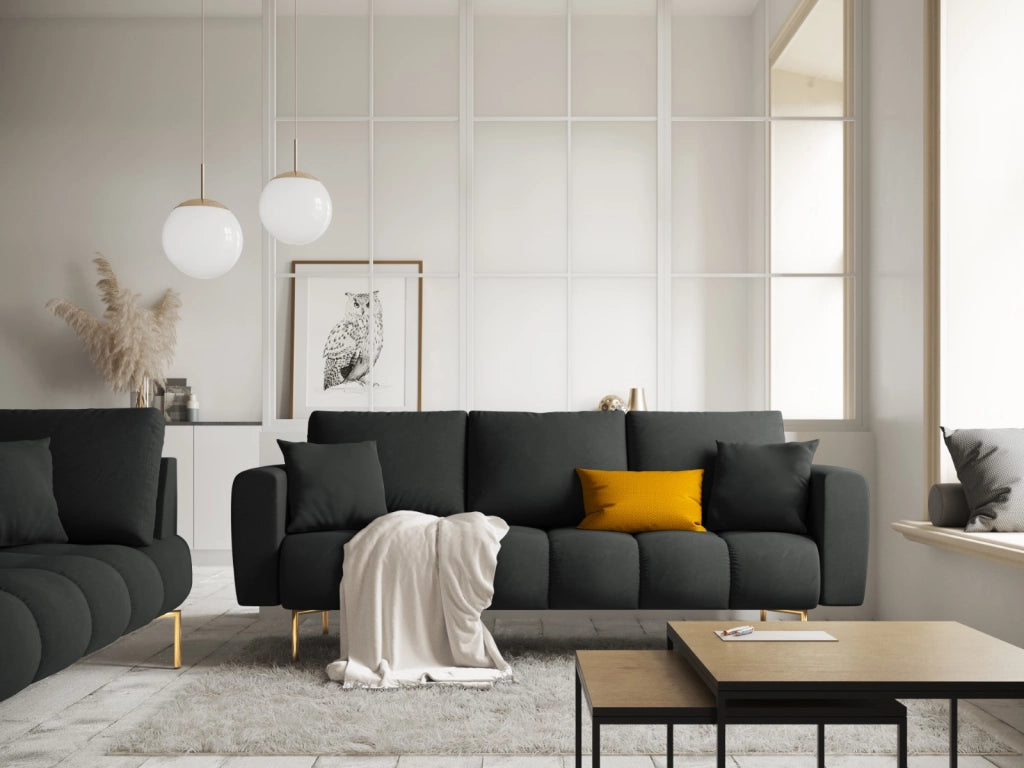Cosmopolitan Design - Divano "Hastings" 3 posti in velluto grigio scuro 