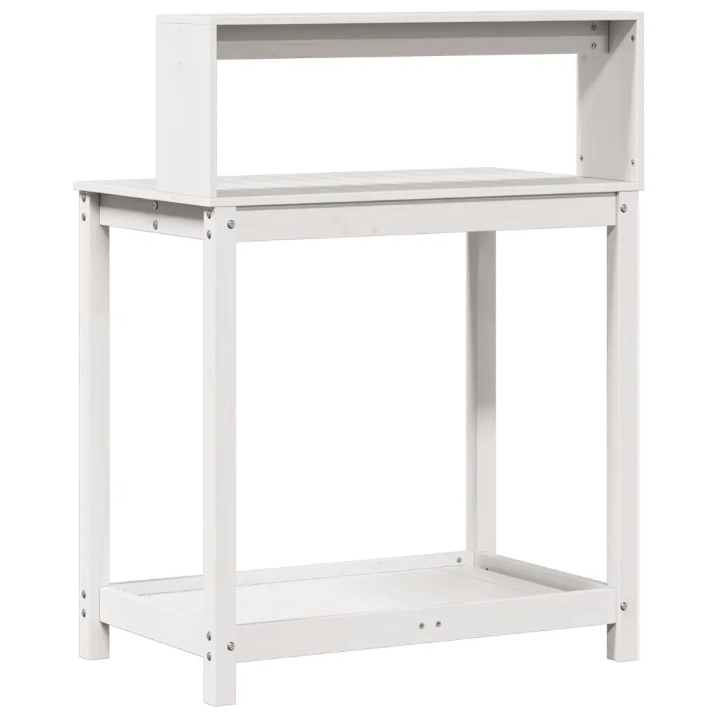 Tavolo Invaso con Ripiani Bianco 82,5x50x109,5 cm Massello Pino 832408
