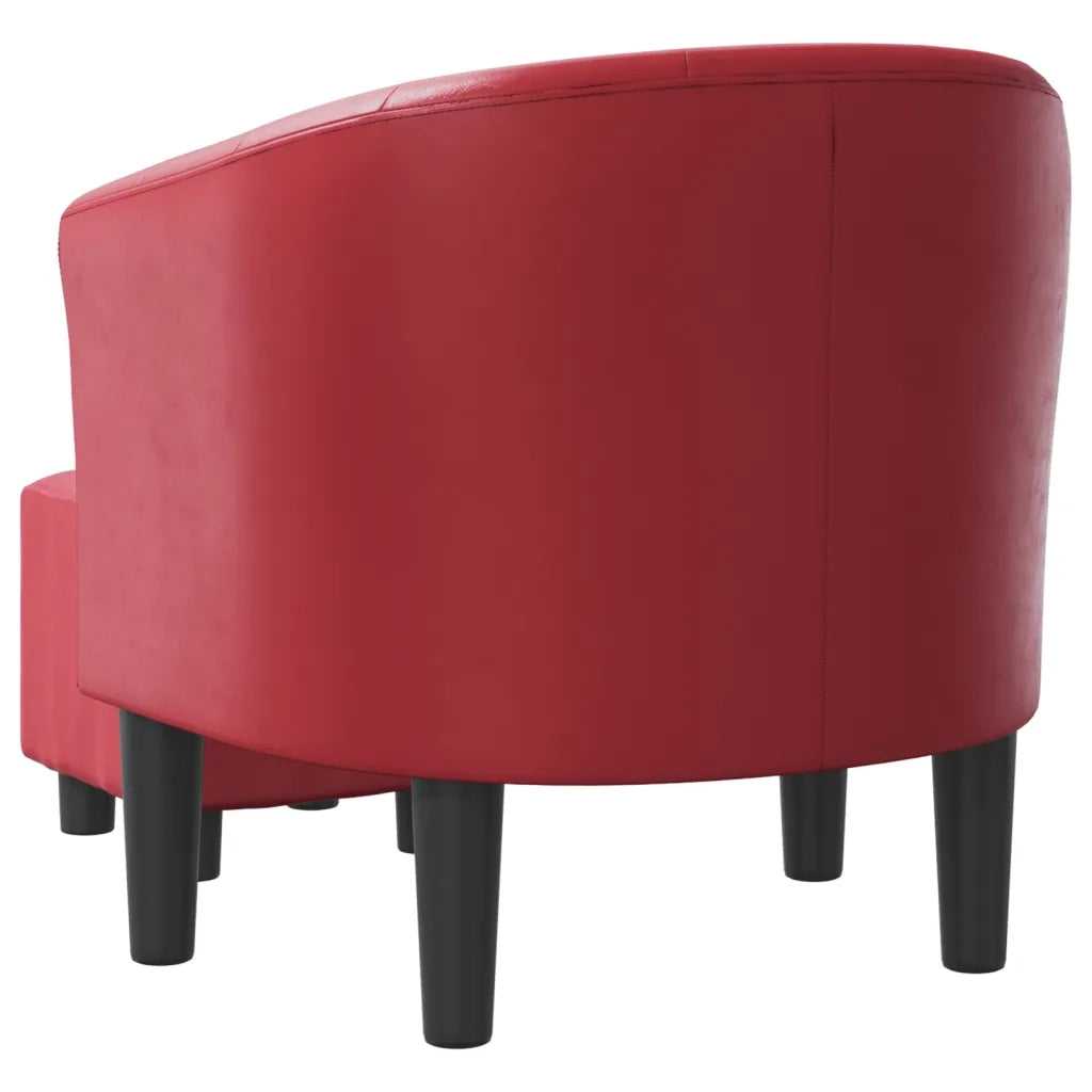 Poltrona a Pozzetto con Poggiapiedi Rosso Vino in Similpelle 356467