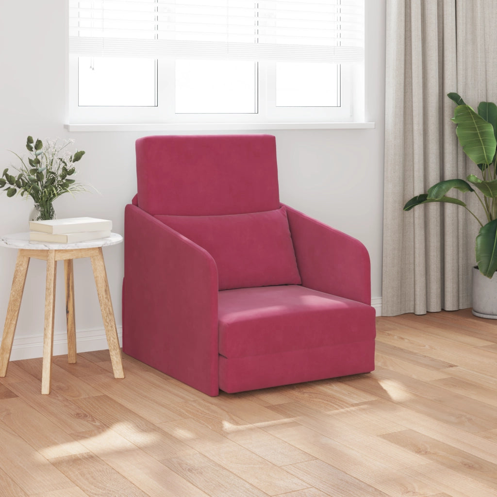 Divano Letto 2-in-1 Bordeaux 65x80x83 cm Velluto