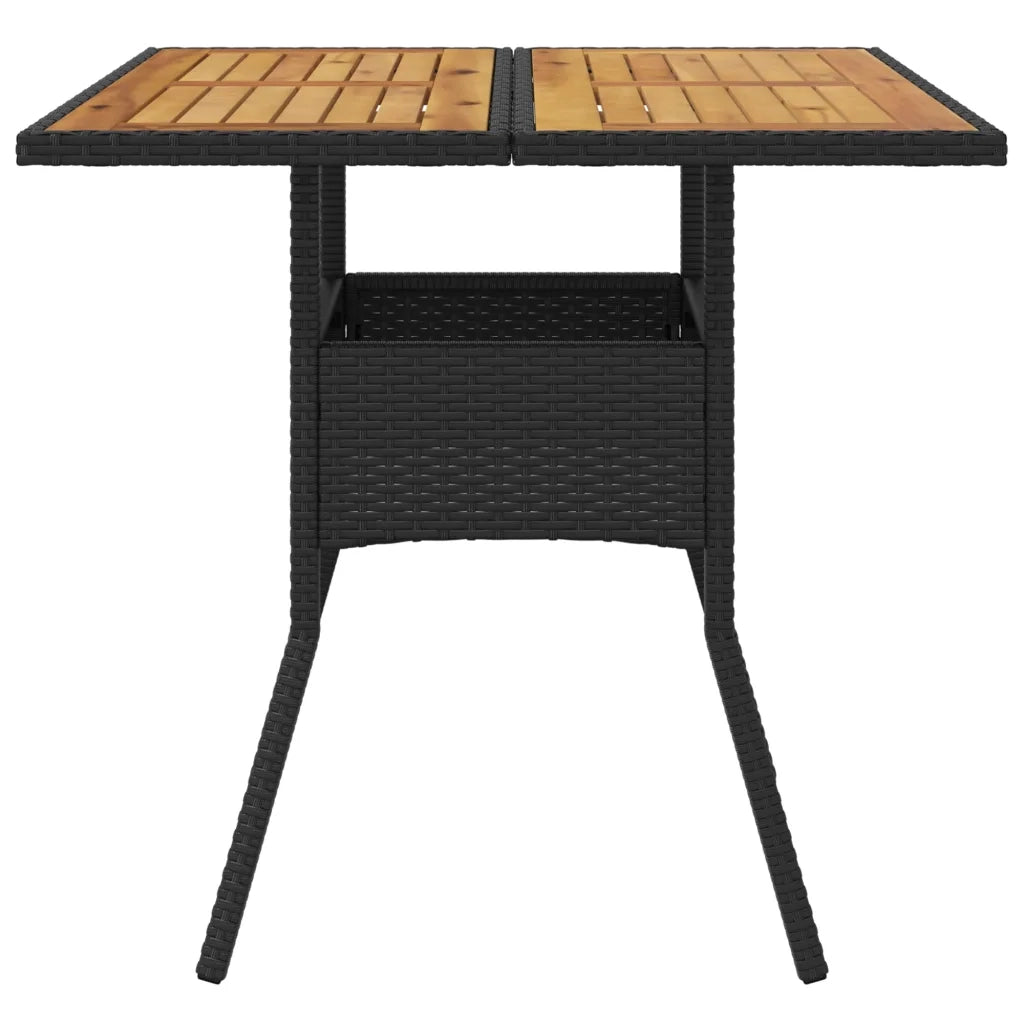 Tavolo Giardino Piano Legno Acacia Nero 80x80x75 cm Polyrattan 365519