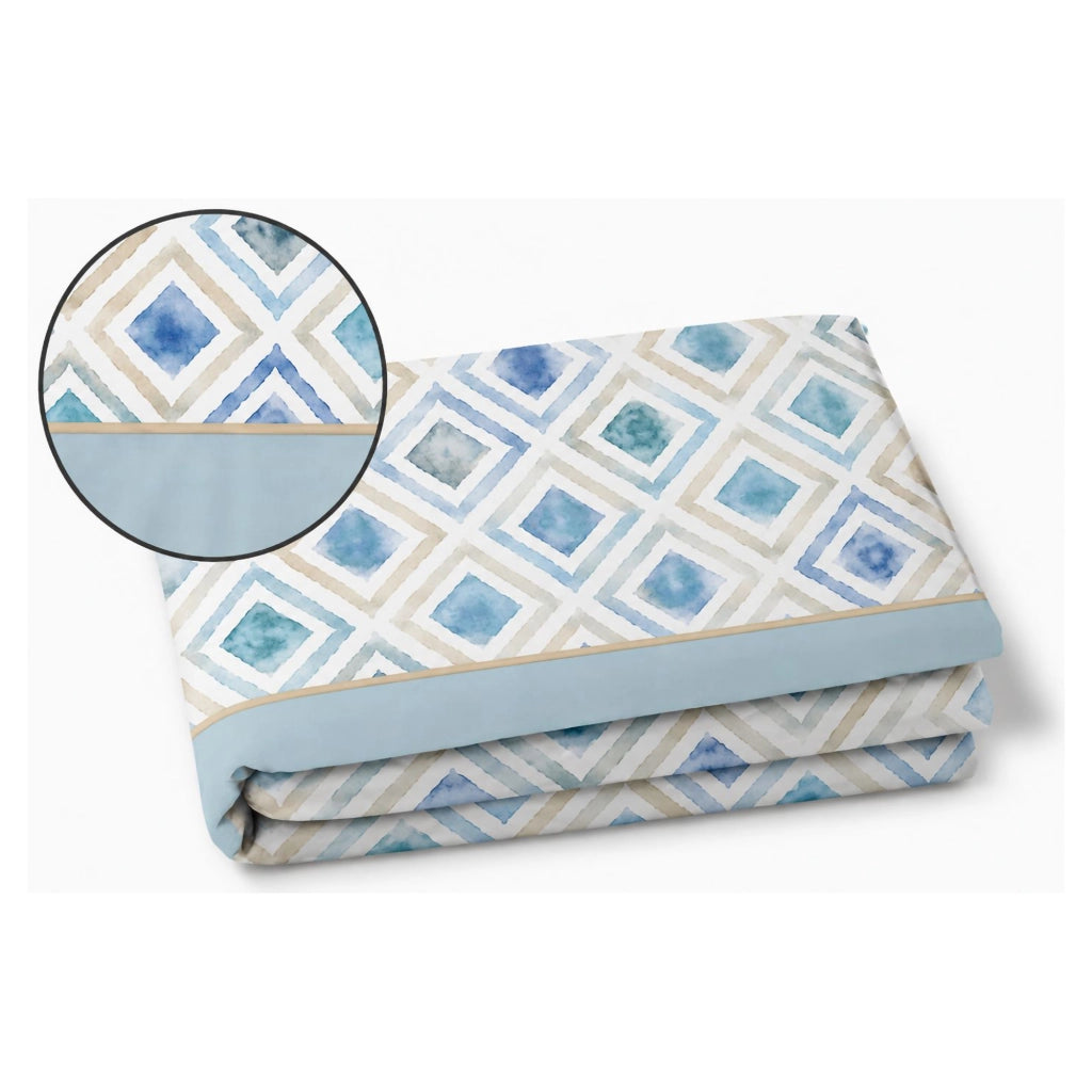 Sateneha, set Completo Letto Matrimoniale in Policotone, Azzurro