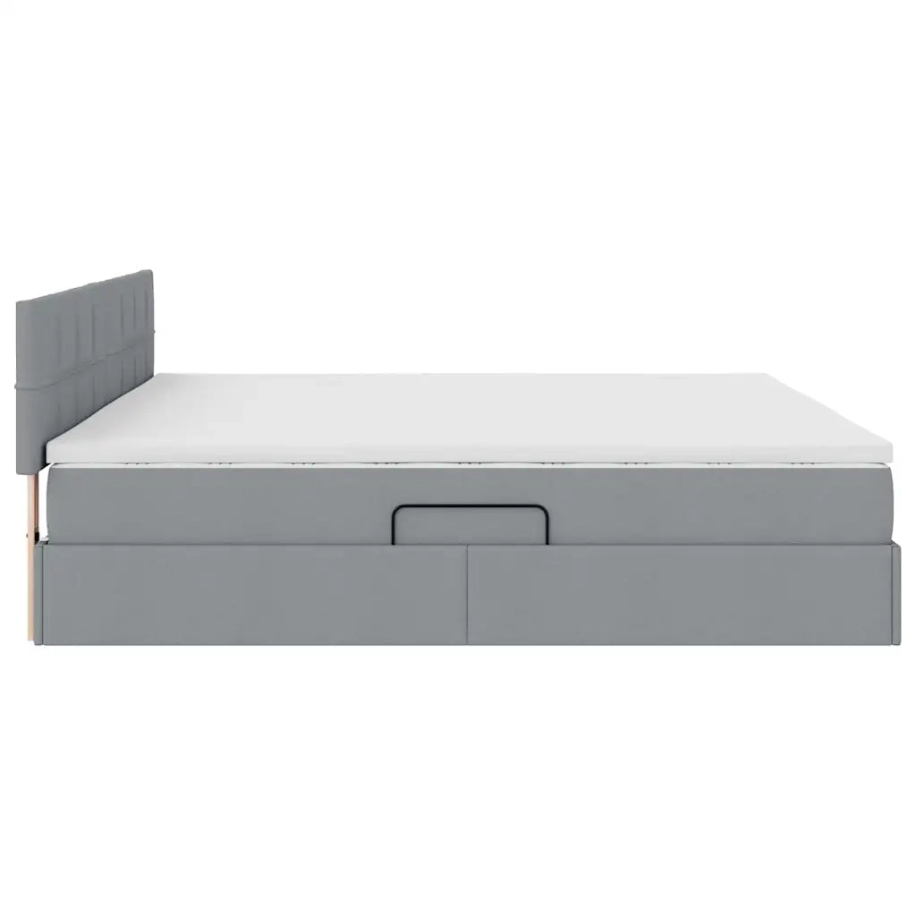 Letto con contenitore e materasso Grigio chiaro 200 x 200 cm