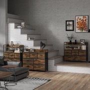 CASSETTIERA 98x29x85 cm Marrone in poliestere, 7 cassetti in tessuto