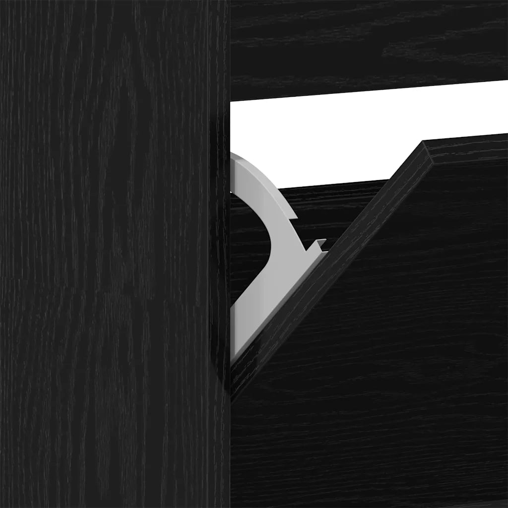 Mobile per scarpe con porta Rovere Nero 80 x 21 x 163,5 cm 3334027