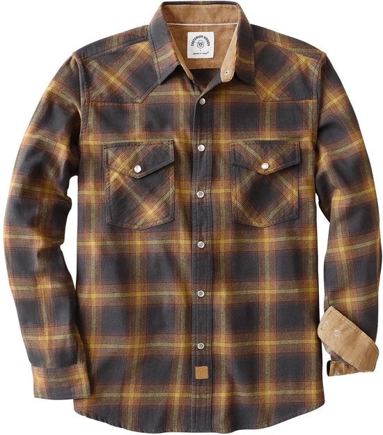 Pantaloni da lavoro in flanella per uomo - camicia western con bottoni e maniche lunghe