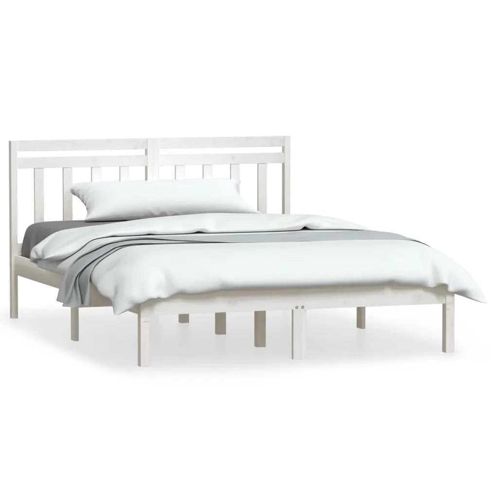 Giroletto-Struttura Letto Bianco 150x200 cm King in Legno Massello 649427