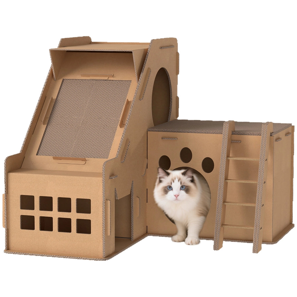 Castello Gatto Rascador 2 in 1 ¨C zephmum ¨C 67x66x57 cm Marrone
