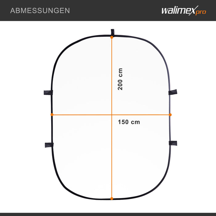 Fondale fotografico pieghevole 2in1 bianco/nero 150 x 200 cm, con moschettoni e borsa da trasporto, per studio fotografia