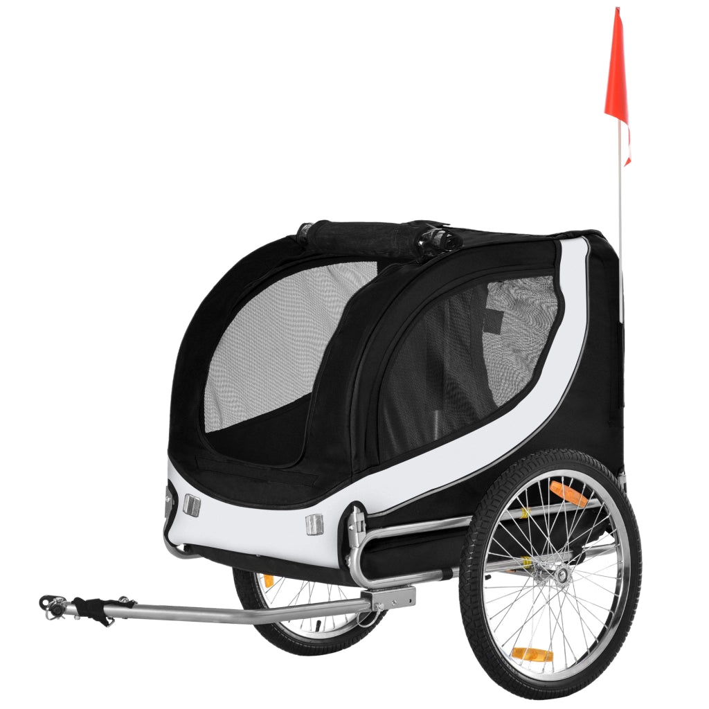 Rimorchio Bici per Cani ¨C zephmum ¨C Bianco e Nero 130x73x90 cm