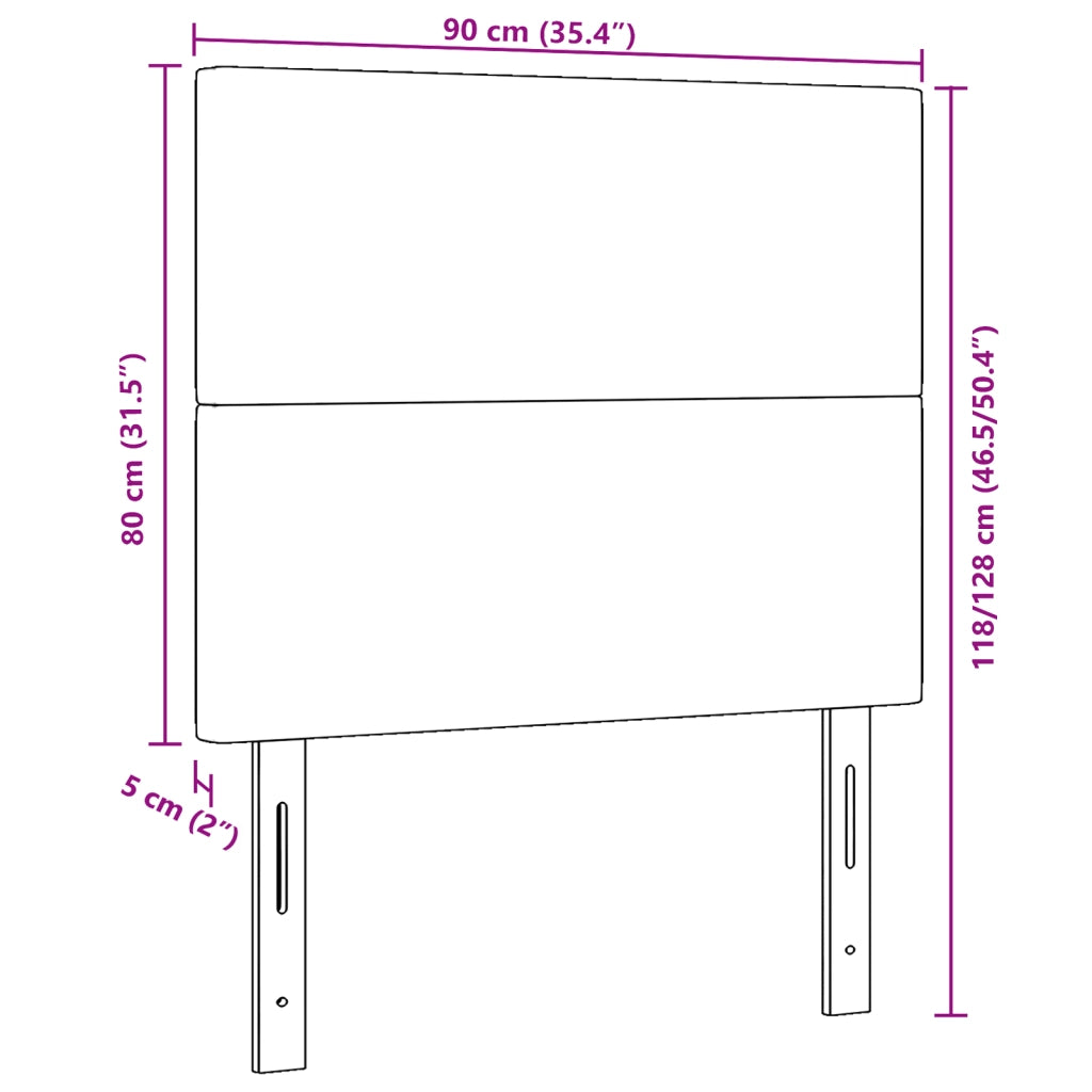 Testata LED  Grigia Scuro 90 cm in Velluto