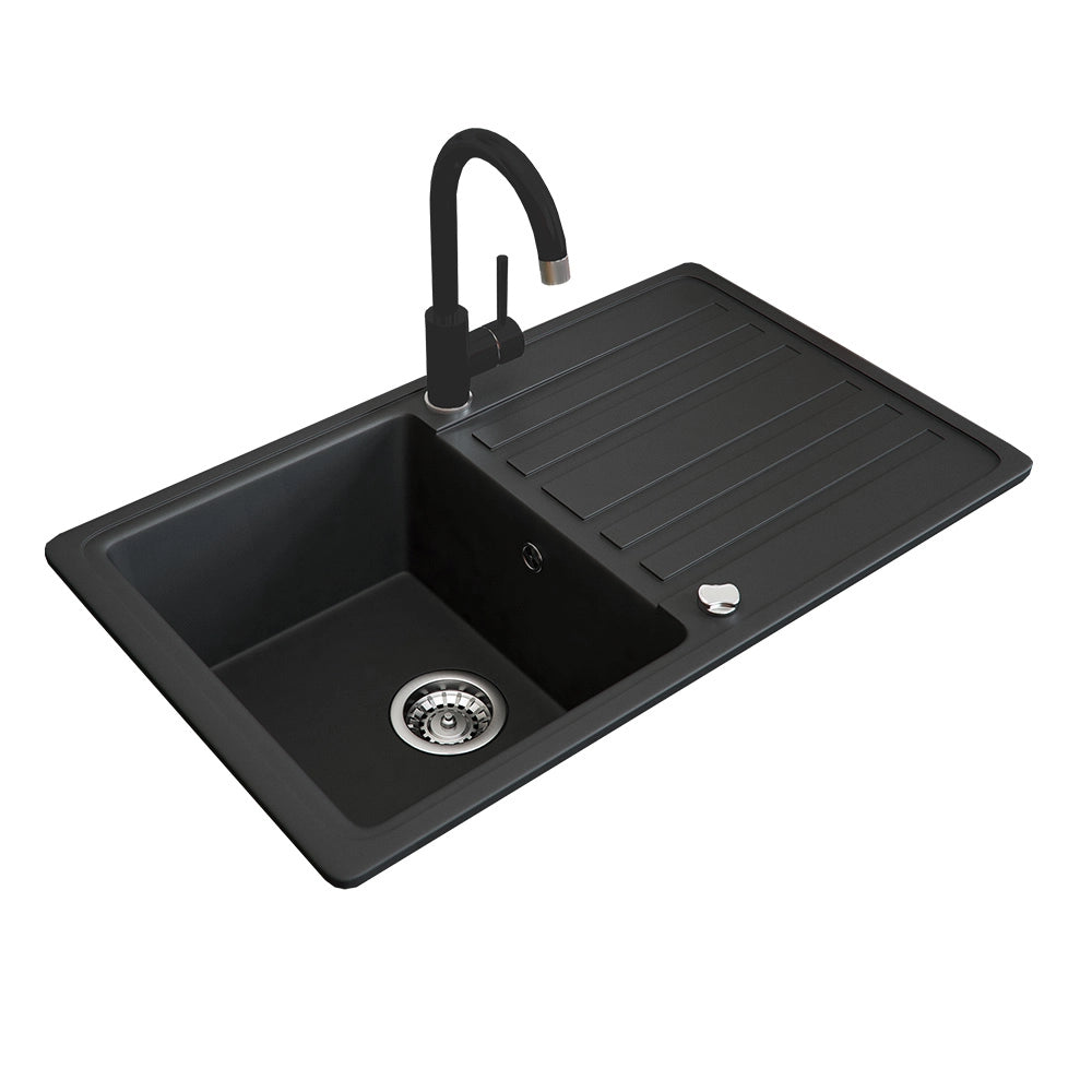 Bergström Lavello Nero 76.5 x 46 cm con raccordo nero