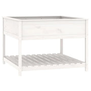 Fioriera rialzata per piante fiori patio giardino e scaffale 111,5 x 111,5 x 81 cm legno massello di pino bianco 02_0038615