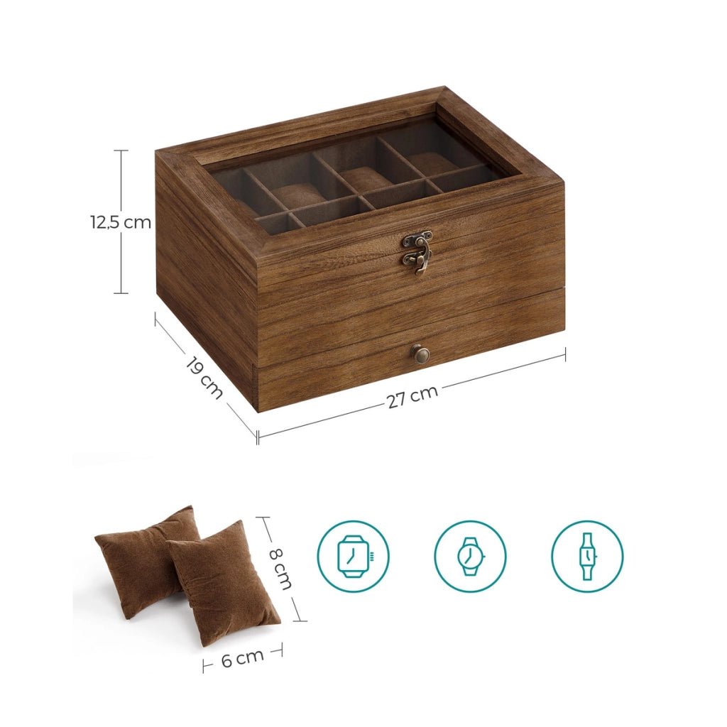 Cofanetto porta orologi e gioielli in legno di paulownia Noce
