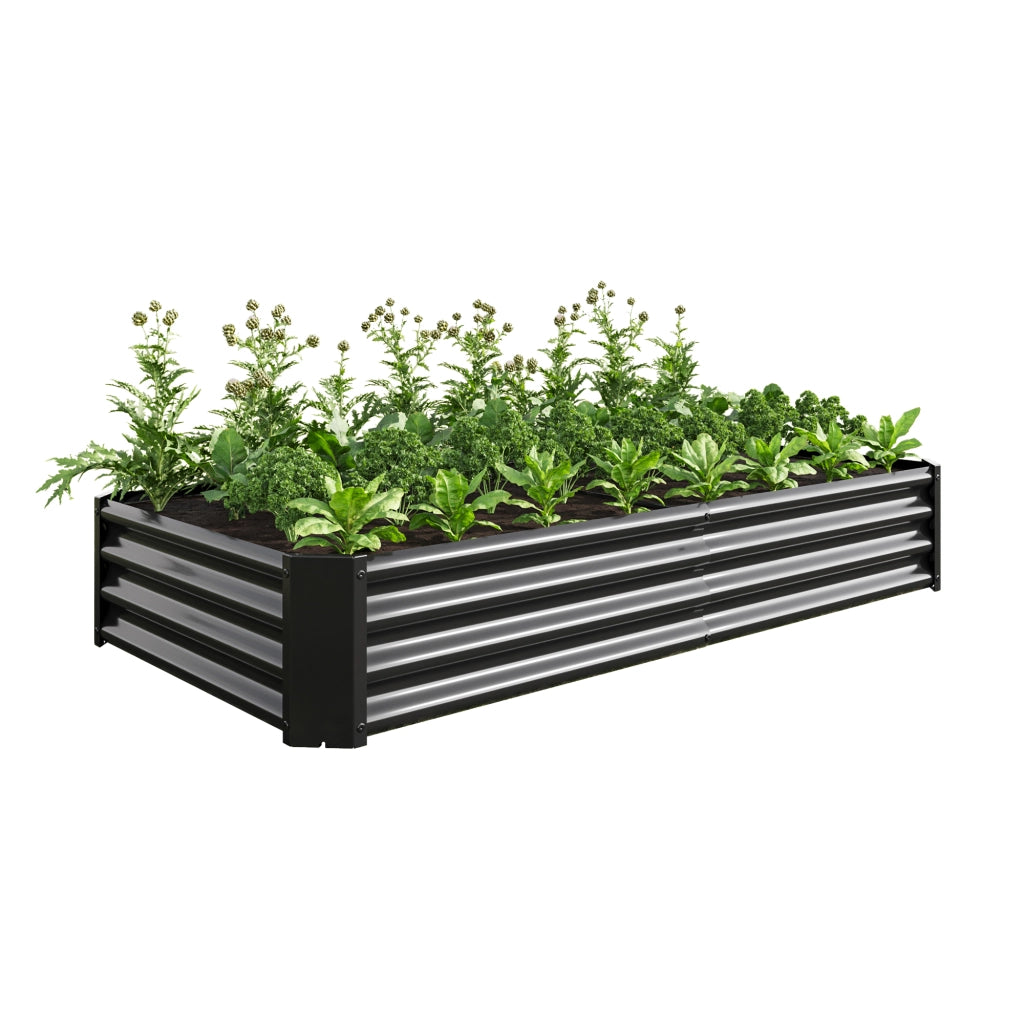 Hochbeet in metallo 180 x 91 x 30 cm, struttura zincata senza fondo, colore nero