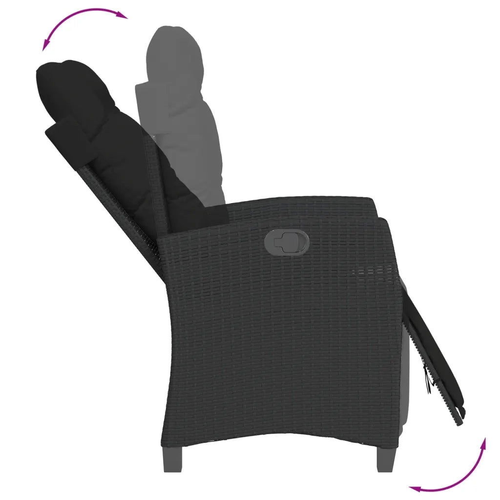 Set da Pranzo da Giardino 5 pz Nero con Cuscini in Polyrattan 3212962