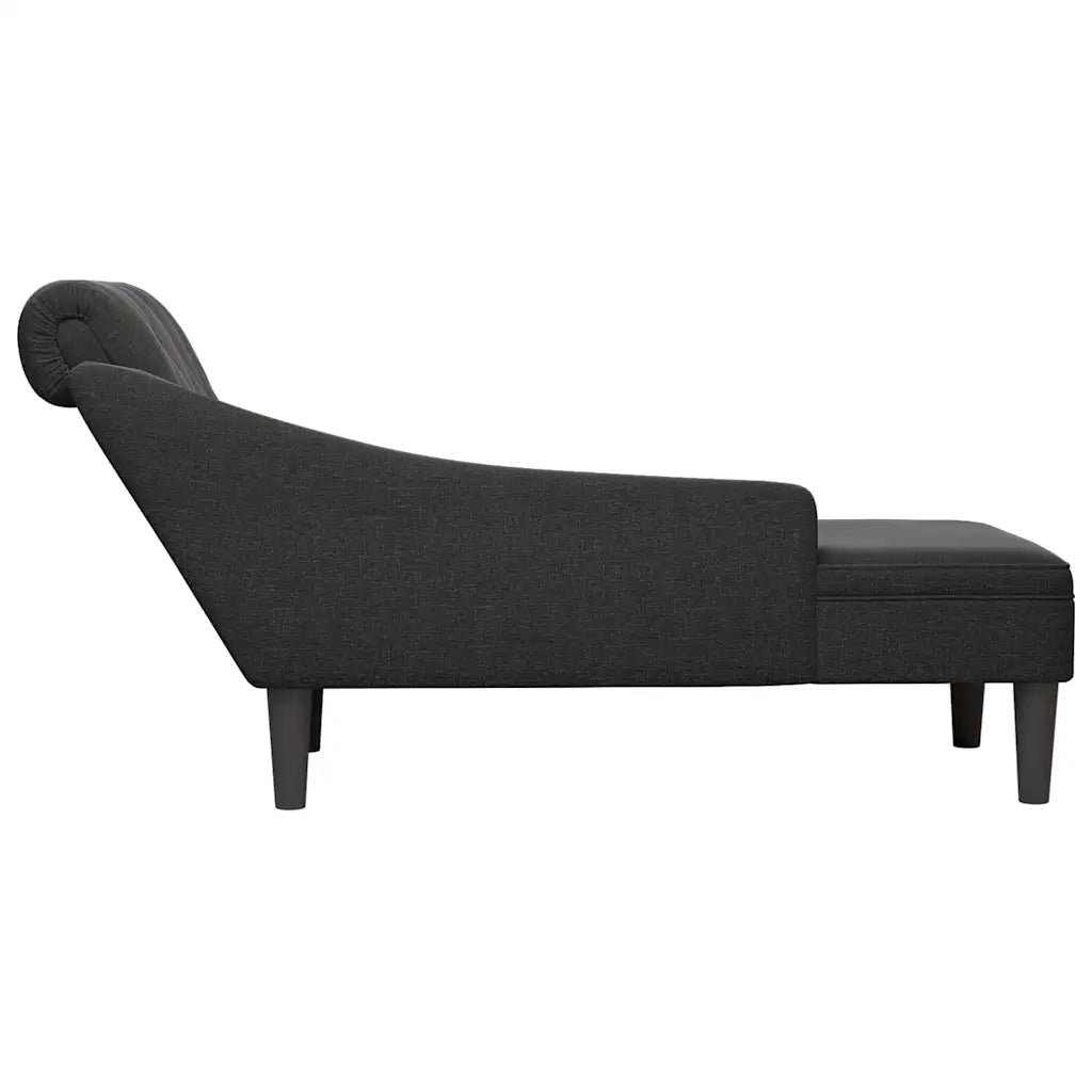 Sdraio con Cuscino e Bracciolo Destro in Tessuto Nero CFW1838791