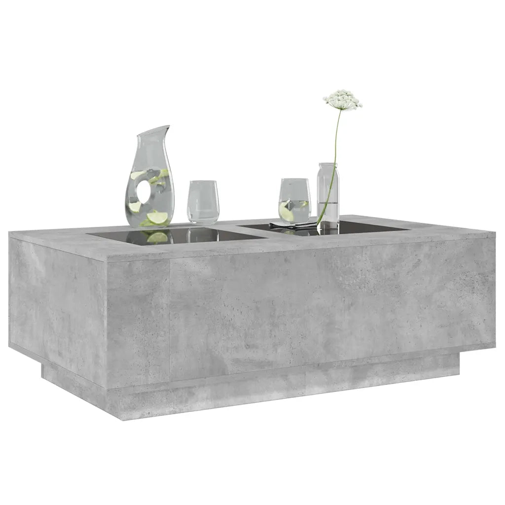 Tavolino Salotto con LED Infinity Grigio Cemento 116x69x40 cm