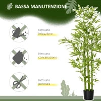 Pianta Finta di Bambù Alta 150cm con Vaso Incluso per Interno ed Esterno