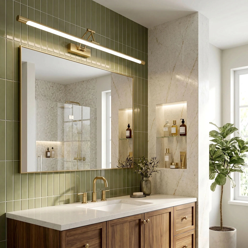 Applique Da Bagno Led Swe024-1w 80cm Brush Gold