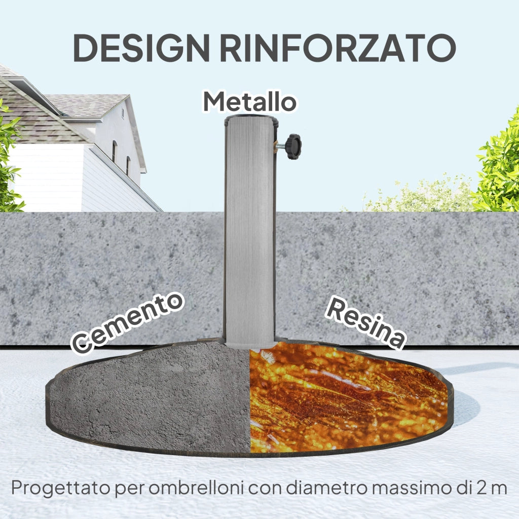 Base per Ombrellone Ø46x34 cm da 12 kg in Resina Metallo e Cemento Bronzo