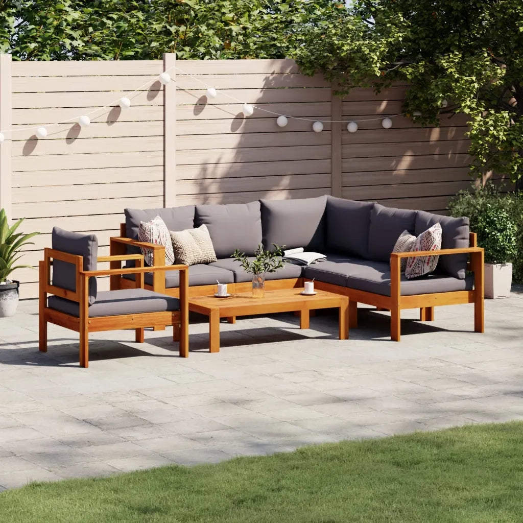 Set Divano da Giardino 5 pz con Cuscini Legno Massello Acacia