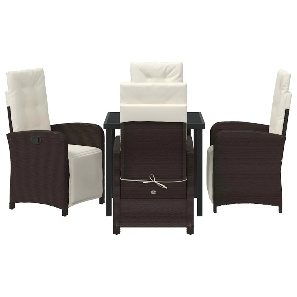 Set da Pranzo per Giardino con cuscino 5 pcs Marrone polyrattan 3380317