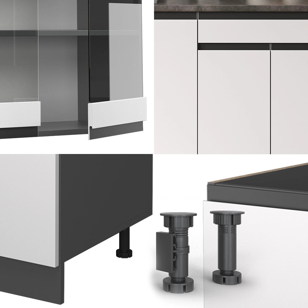 Vicco Cucina monoblocco Bianco/antracite 140 cm , PL Marmo