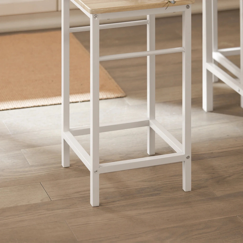 Set 5 Pezzi Tavolo con 4 sgabelli Mobile Bar per casa Stile Industriale L100*P60*A87 cm Bianco OGT11-WN