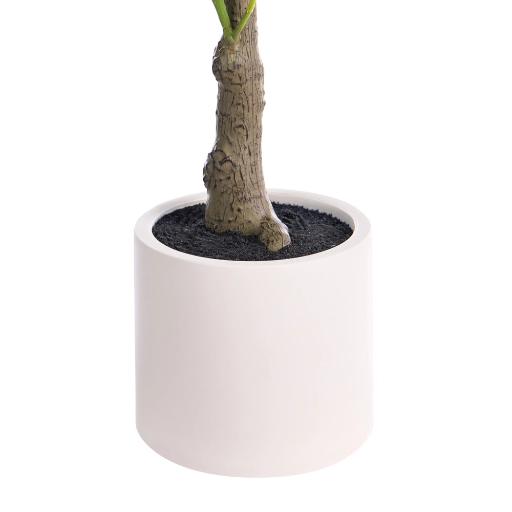 Pianta in vaso artificiale in materiale sintetico bianco, 120 cm, con fiori, accessorio decorativo per interni, realizzata a mano
