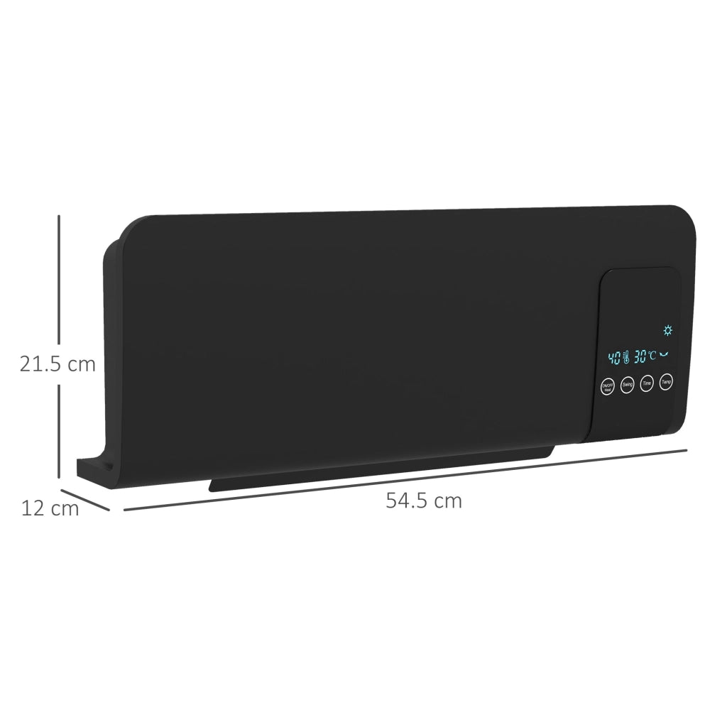 Termoventilatore da Parete Oscillante 54,5x12x21,5 cm in ABS Nero