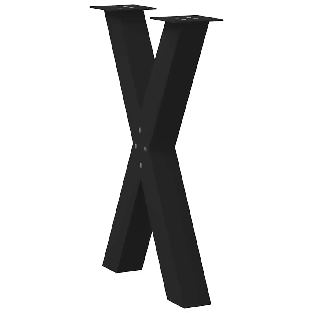 Gambe per tavolo da pranzo a forma di X 2 pz nere 50x(72-73) cm in acciaio