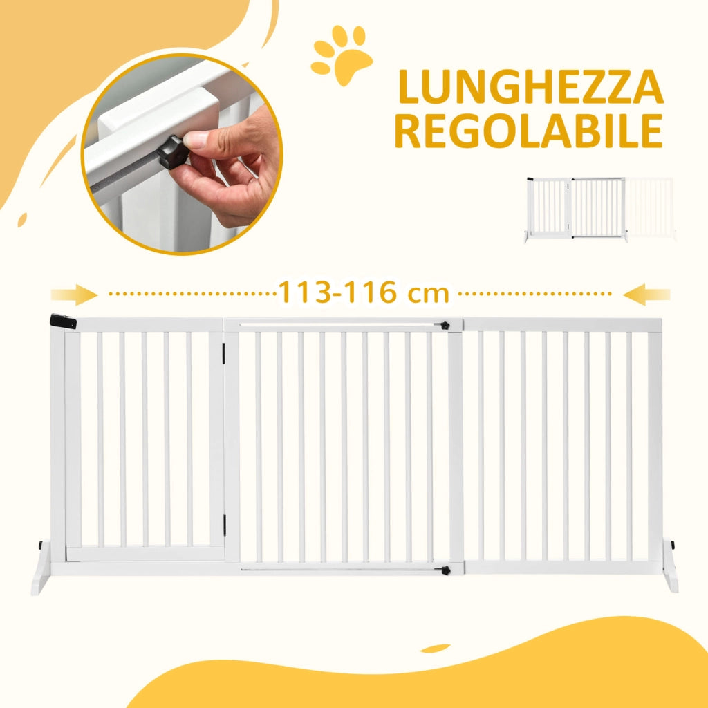 Cancellino per Cani a 3 Pannelli ¨C Zephmum ¨C Legno di Pino Bianco 113-166x36x71 cm