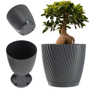 Vaso da fiori KADAX con supporto, coperchio, ciotola rotonda, 23 cm, grigio