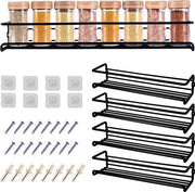 Set a 4 celle per erbe senza chiodi per le pareti, standard per erbe bianco con foro interno ampio per contenitori per erbe più grandi, 29 x 8 x 6 cm, utilizzato come organizzatore per la cucina, ripiano per cucina senza parete
