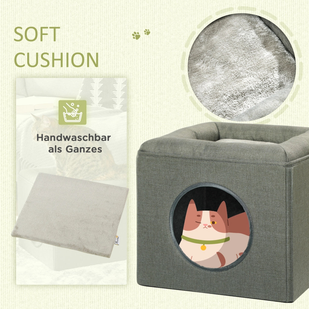 Letto per gatti 2 in 1 con cuscino ¨C zephmum ¨C 36.5x36.5x33 cm Verde