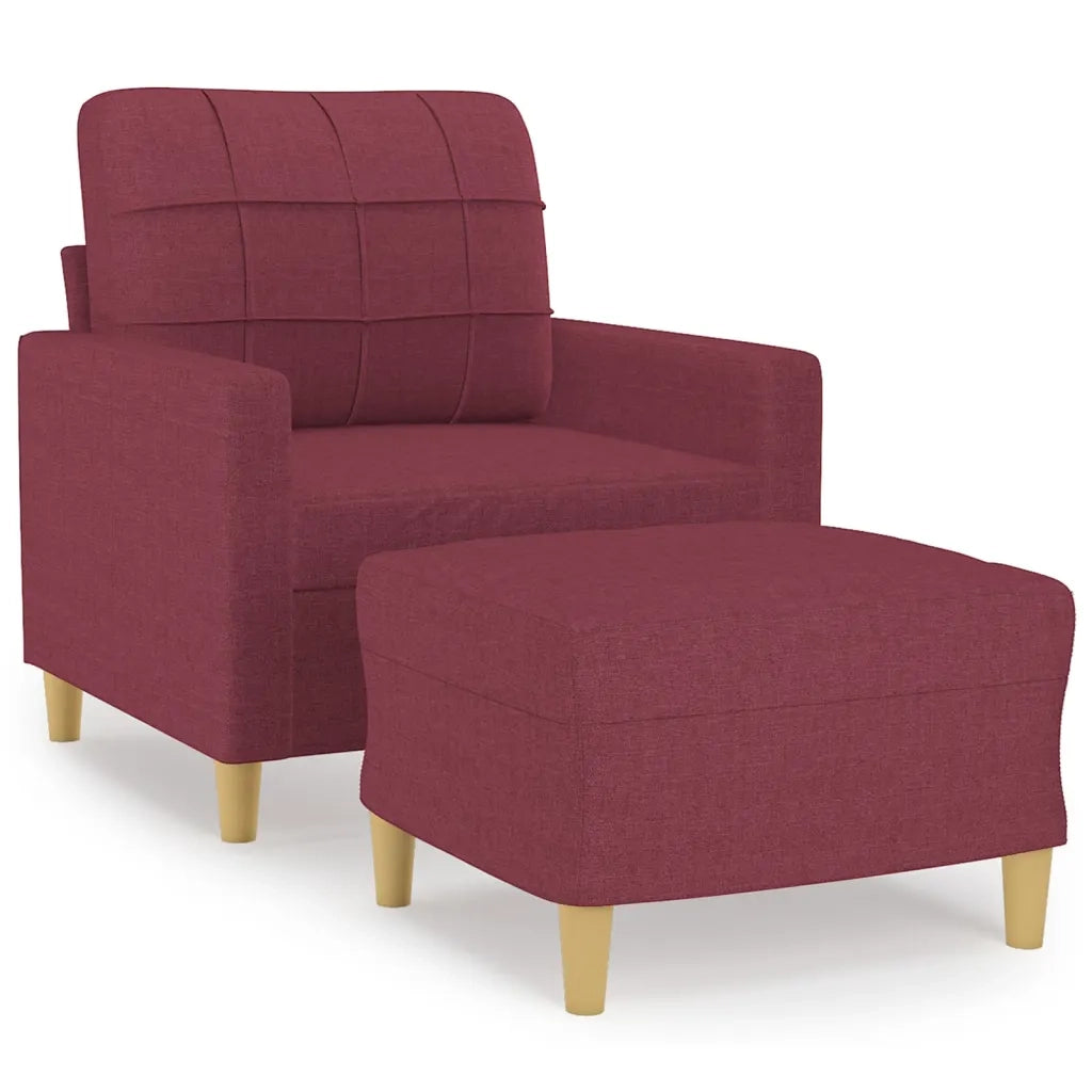 Poltrona con Poggiapiedi Rosso Vino 60 cm in Tessuto