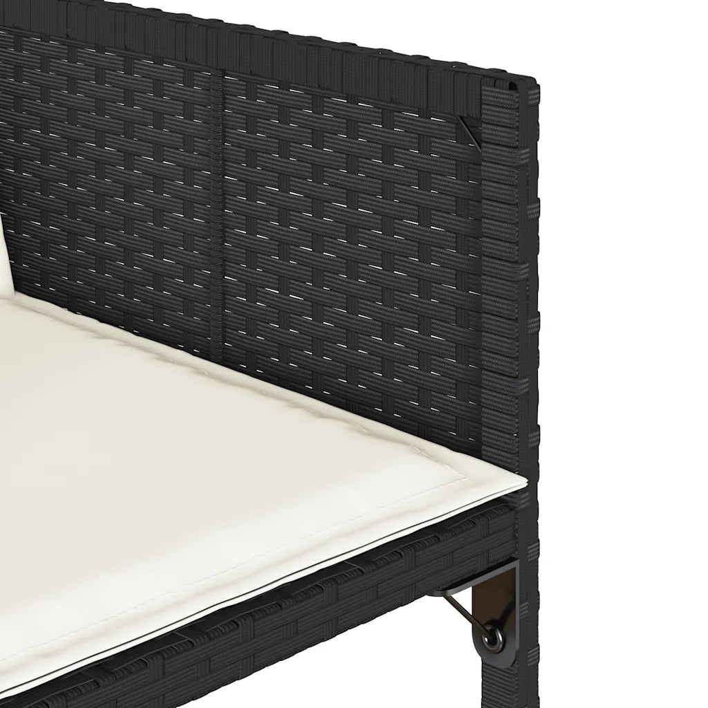 Set da Pranzo da Giardino 15 pz con Cuscini Nero in Polyrattan 3278186