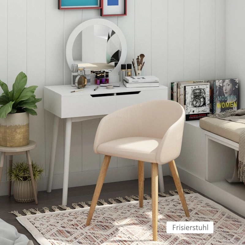 Set di 2 sedie da pranzo imbottite beige con struttura in metallo, design stile nordico e piedini regolabili