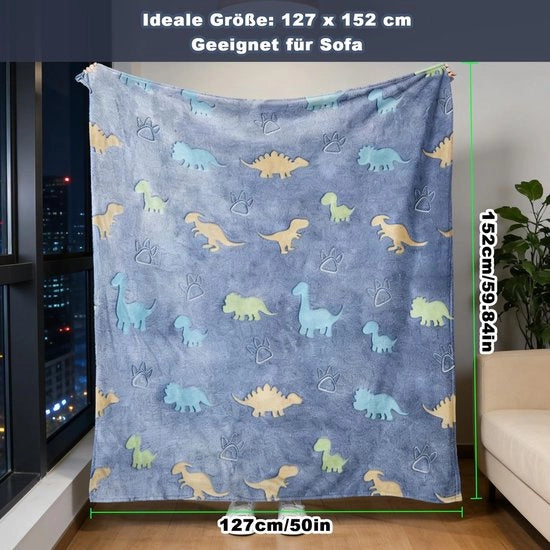 Pallone luminoso con effetto fosforescente, decongestionante, degenerevole, pallone dinosauro, regalo, regalo di compleanno, coperta morbida, 127 x 152 cm, ideale per camera, divano, viaggio