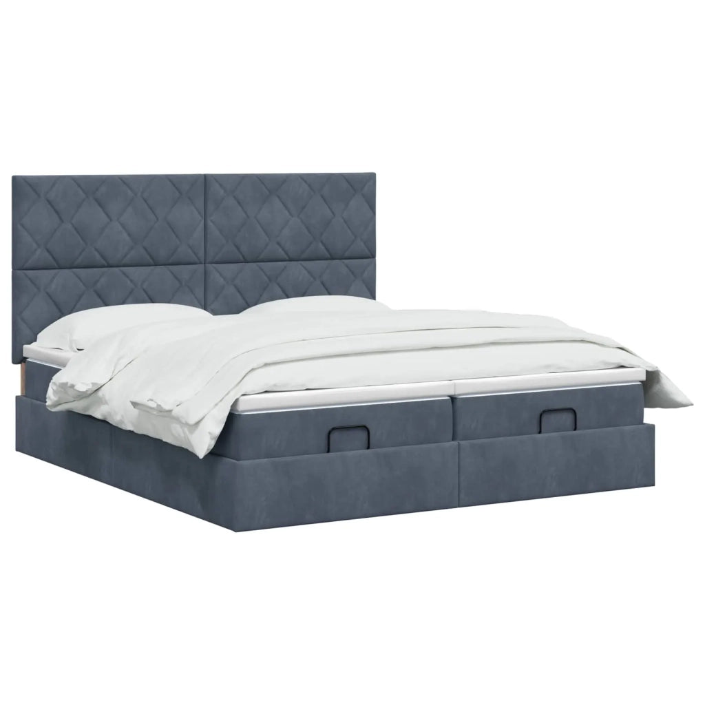 Letto Ottomano con Materasso e LED Grigio Scuro 160 x 200 cm 3458509