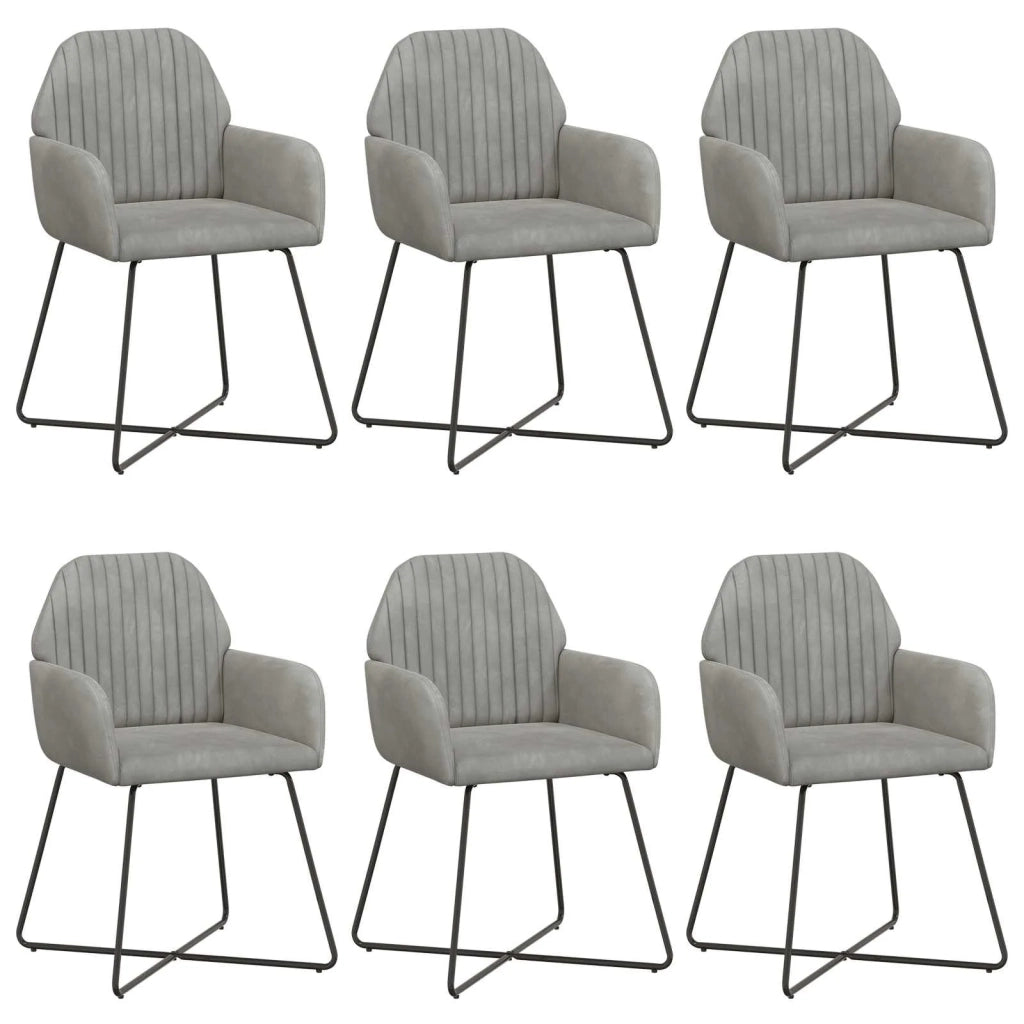 Sedie da pranzo 6 pcs Velluto (V) Grigio Chiaro 55 x 50 x 84 cm 3428383
