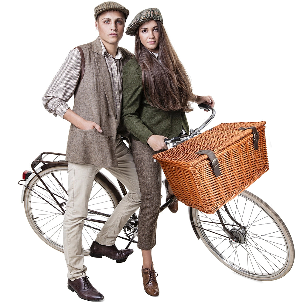 Cestino In Vimini Per Bicicletta Bici Marrone Cesta Anteriore Pane 45x30x25 Cm