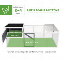 Pollaio da Giardino con Nido per Cova e Area Esterna 214x101x 91,5 cm Grigio